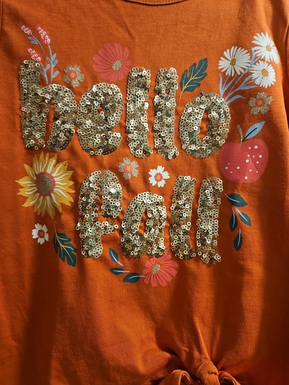 Cynthia Rowley Girls' Orange 'Hello Fall' Long-Sleeve Knot Tee